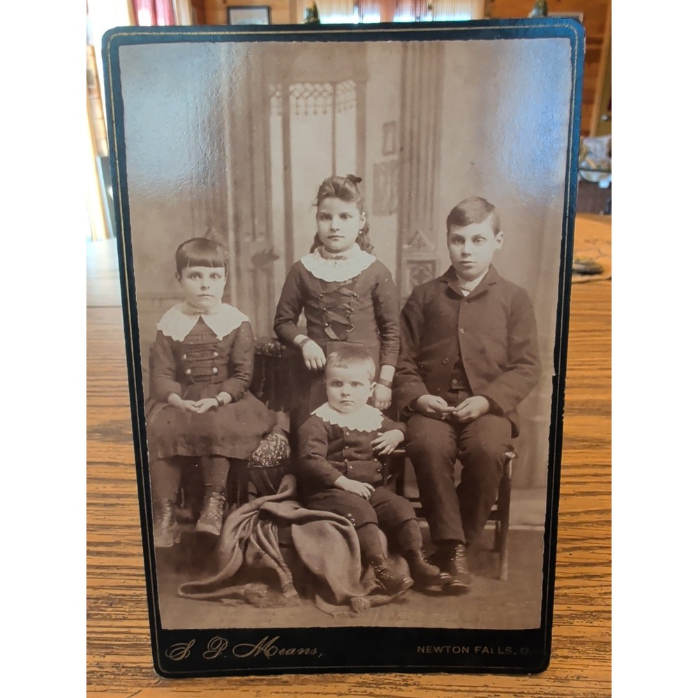 Antique Cabinet Card Victorian Portrait Group Children Siblings Family Photo OH